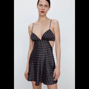 Zara Polka Dot Cut Out Mini Dress